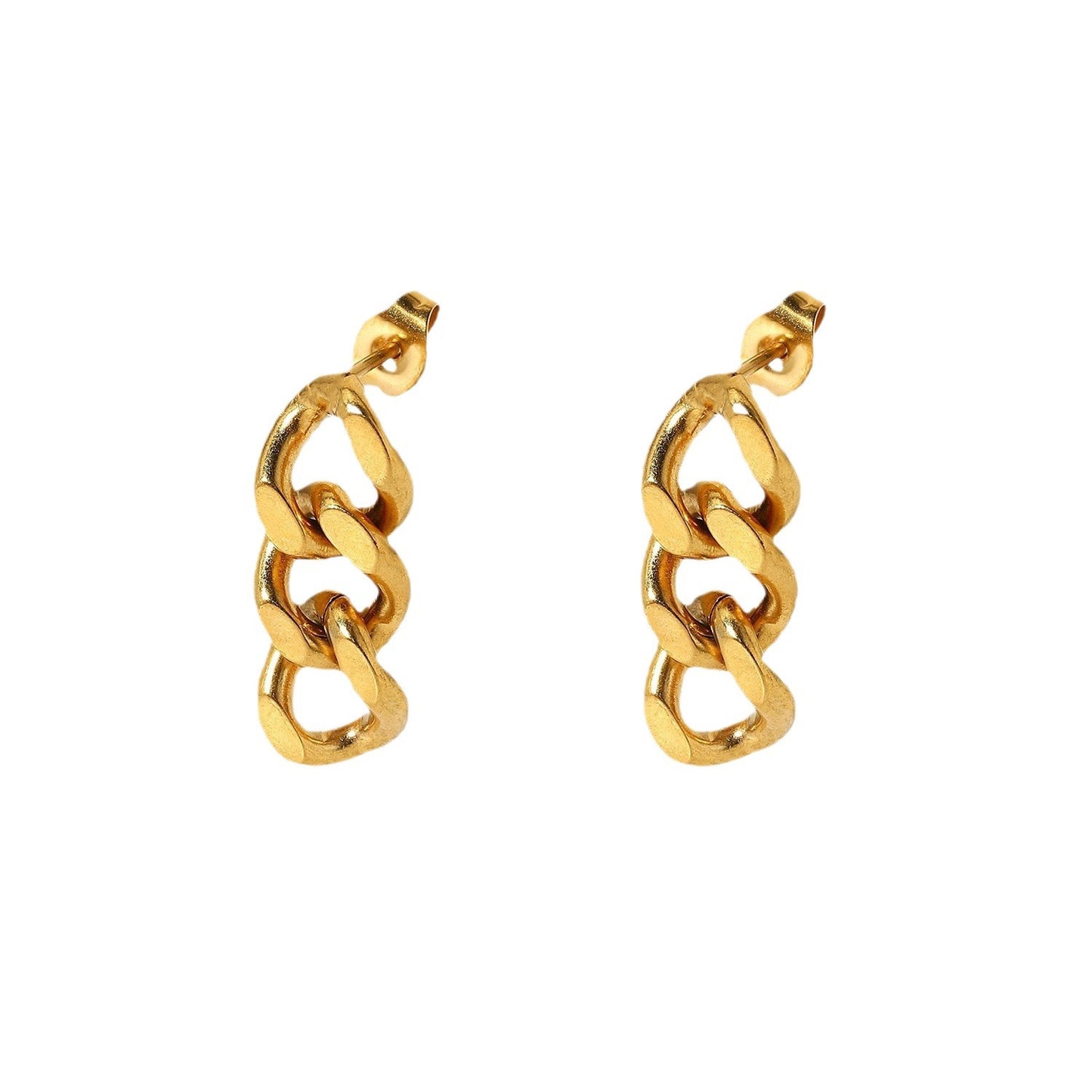 Geometric edge ring chain drop earrings