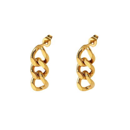 Geometric edge ring chain drop earrings