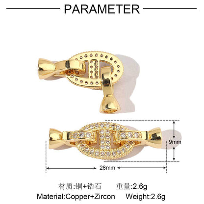 Pig nose copper zircon removable universal buckle connecting buckle