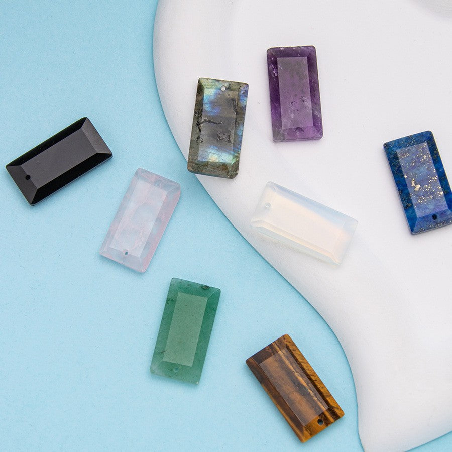 Crystal Square Rectangular Green Aventurine Pendant