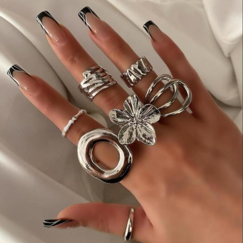 Irregular Pearl Gold-Plated 12-Piece Ring Set