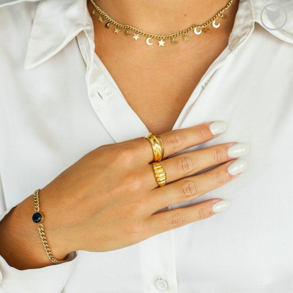 Croissant ring electroplated 18k gold