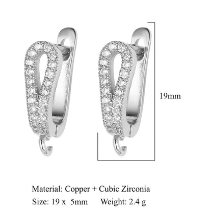 Hebilla de oreja para mujer con microincrustaciones de cobre y diamantes cuadrados 
