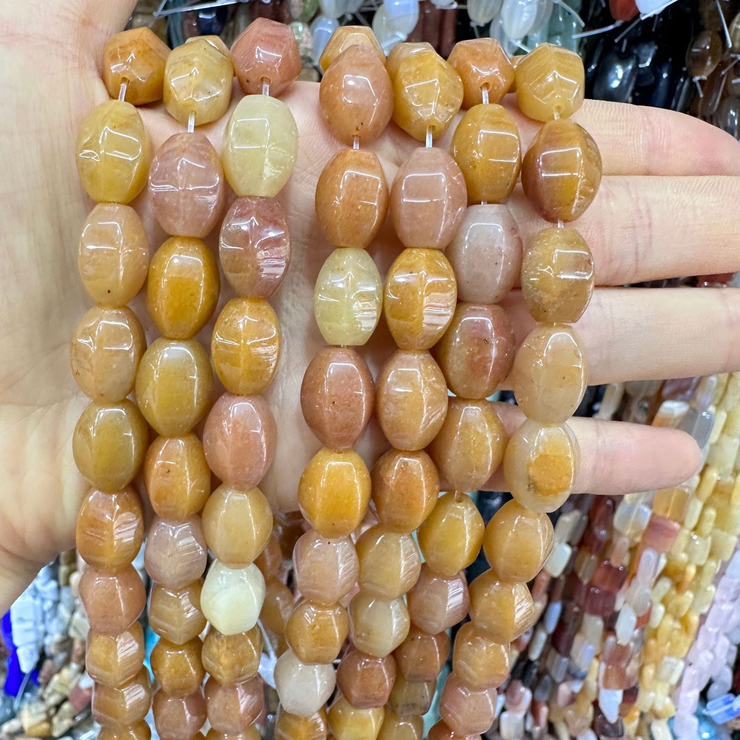 Cristal 28pcs contas de arroz hexagonais 10*14MM contas soltas 