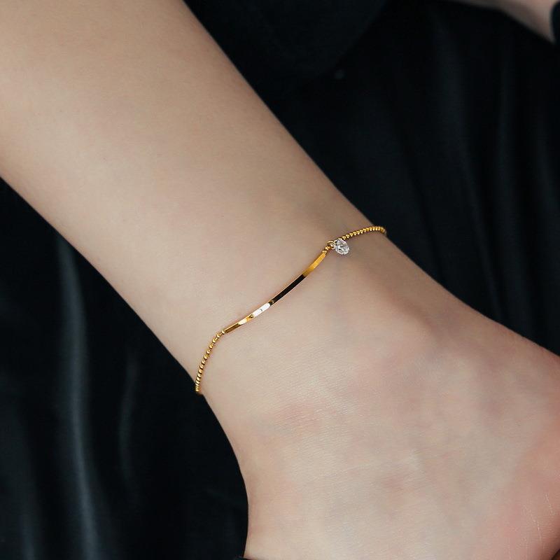 18K Gold Smile Zircon Anklet (Non-Fading)