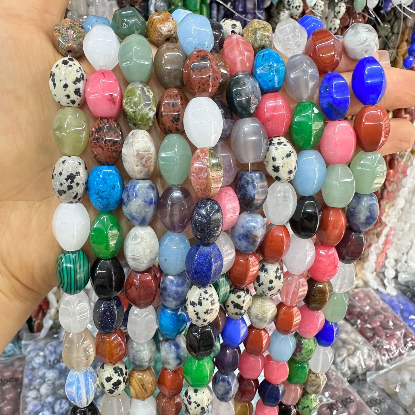 Cristal 28pcs contas de arroz hexagonais 10*14MM contas soltas 