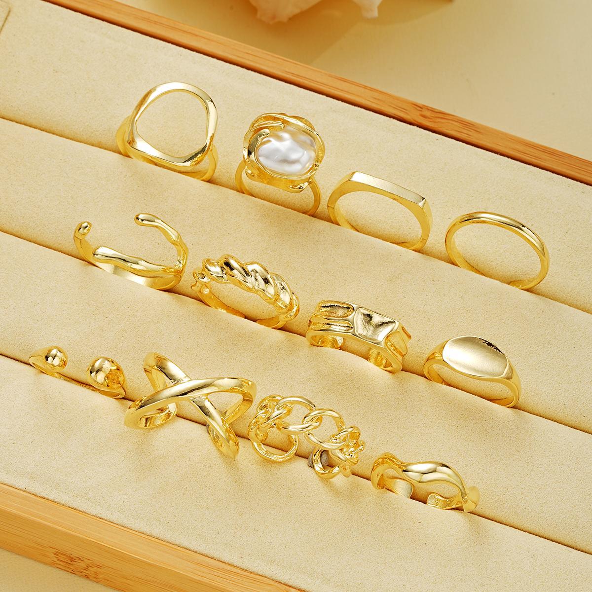 12-Piece Stackable Glossy Open Ring Set