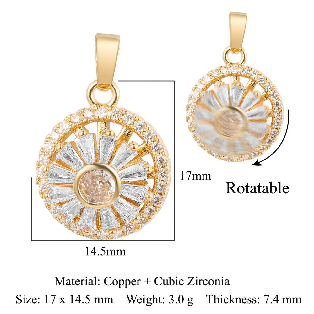 Rotatable gyro windmill copper zircon pendant.