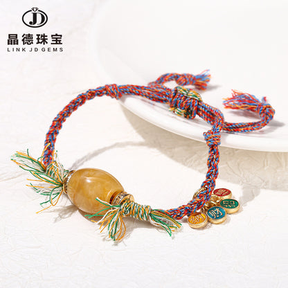 Topaz bucket beads lucky Nafu woven hand rope