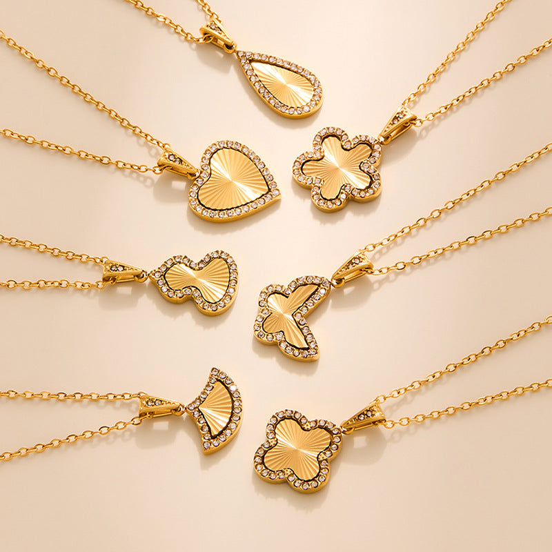 Stainless Steel Butterfly Pendant Necklace with Micro Zircon — Minimalist