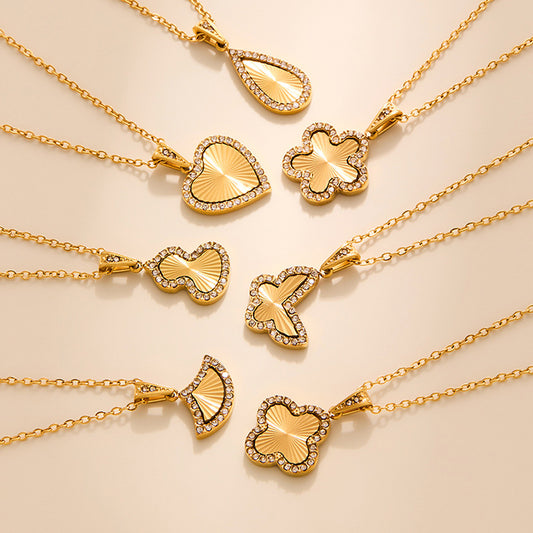 Stainless Steel Butterfly Pendant Necklace with Micro Zircon — Minimalist