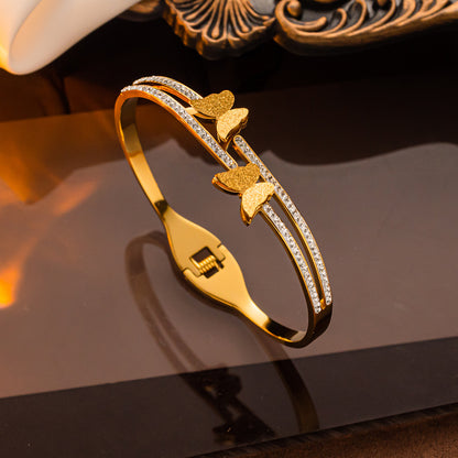 Butterfly Titanium Steel Bracelet - Trendy Hollow Design!