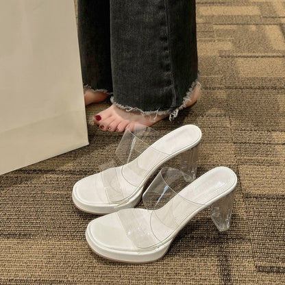 Transparent crystal women's sandals