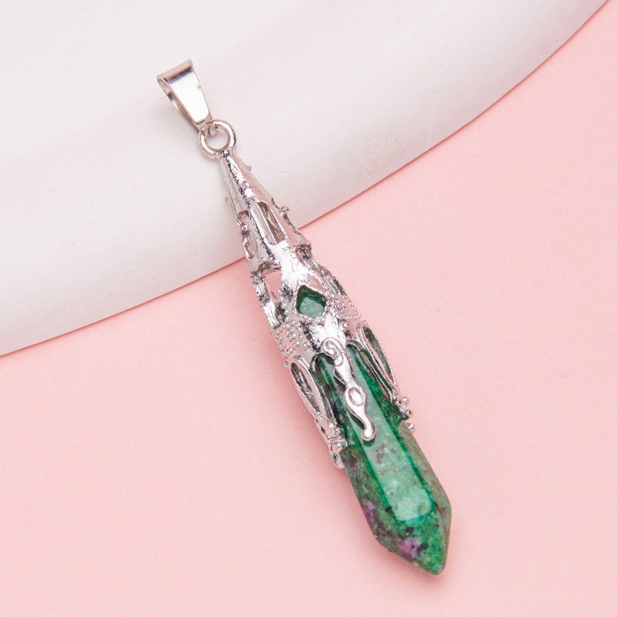 Crystal Agate Hexagonal Pyramid Pendulum Pendant