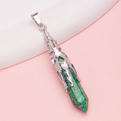 Crystal Agate Hexagonal Pyramid Pendulum Pendant