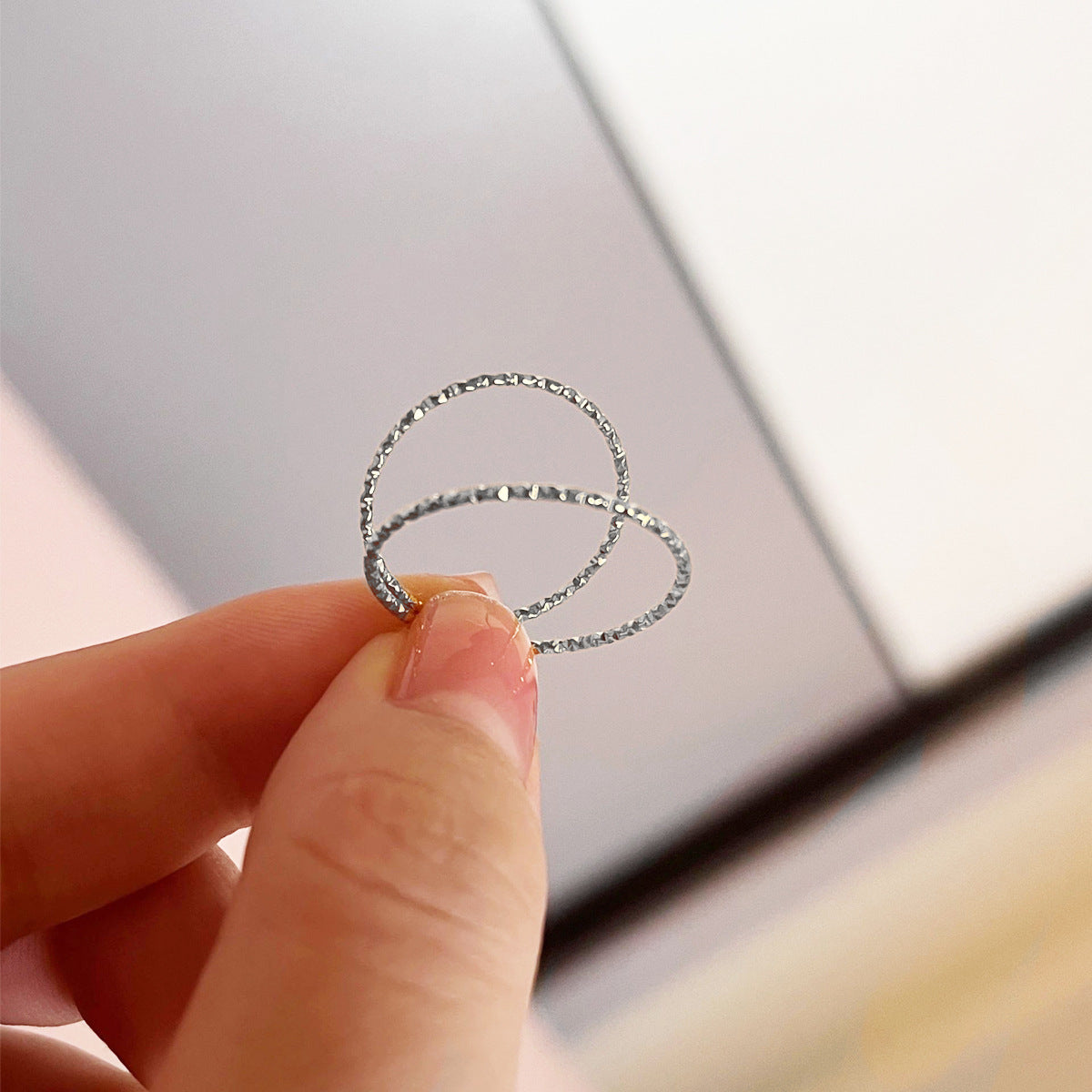 Titanium Steel Twist Stackable Thin Women's Ring — Fade-Resistant