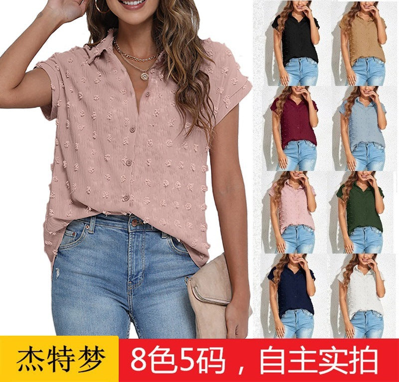 Short Sleeve Shirt Hairball Chiffon Shirt