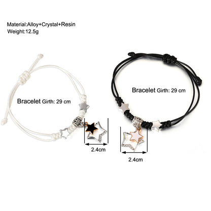Par de pulseras extraíbles trenzadas en blanco y negro 