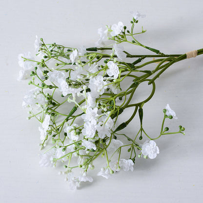 Sosteniendo un ramo simulado de aliento de bebé. 