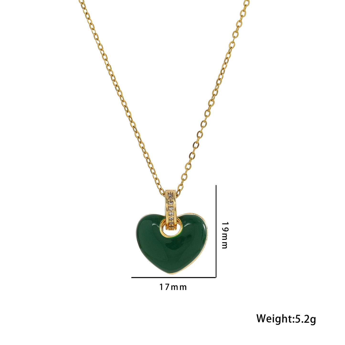 Enamel Heart Pendant Necklace, Simple and Stylish