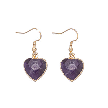 Brincos de aço inoxidável com coração de cristal facetado com borda dourada 