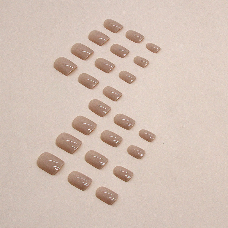 Brown Short Square Nails