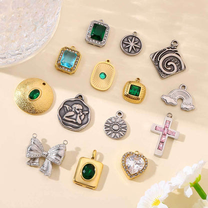 French bow oval zircon titanium steel pendant