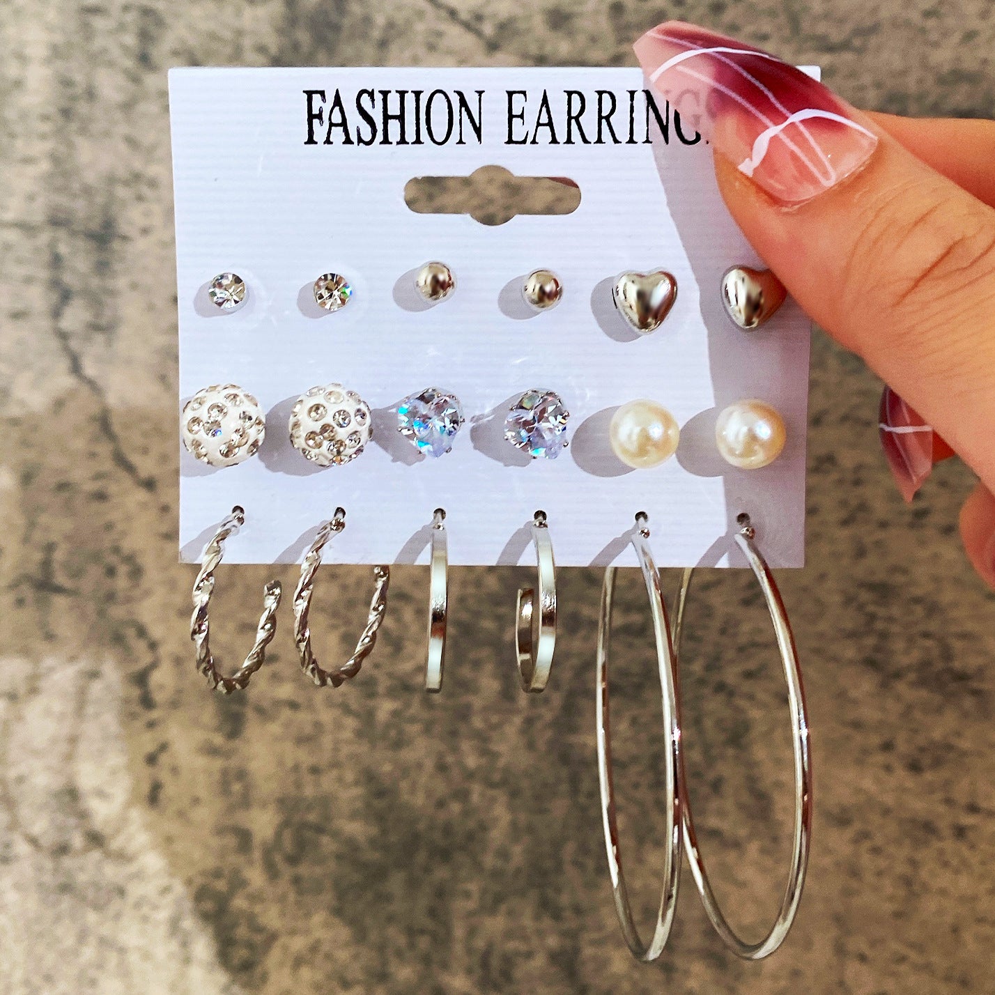 Exaggerated Crystal Stud Earring Set