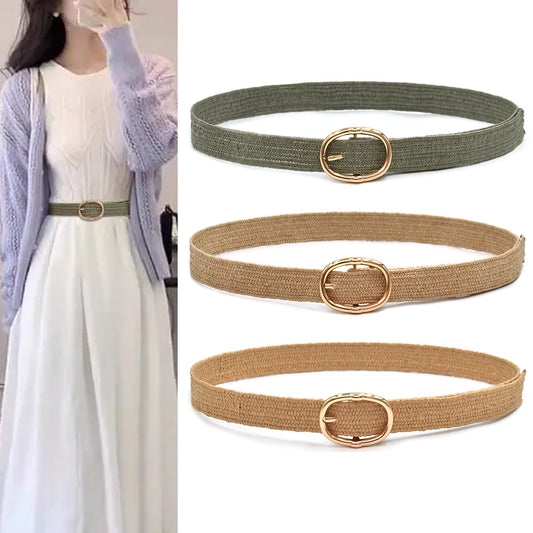PP grass woven women's belt elastic elastic elastic
