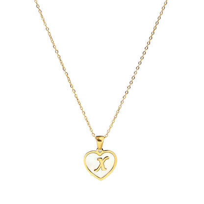 Titanium steel heart-shaped 26 English letter necklace