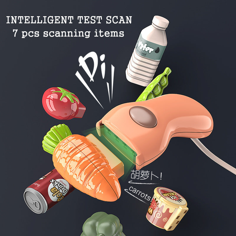 Caja registradora de supermercado para niños, juguete con simulación de pago por teléfono móvil, mostrador de cajero multifuncional, juego de simulación para niñas 