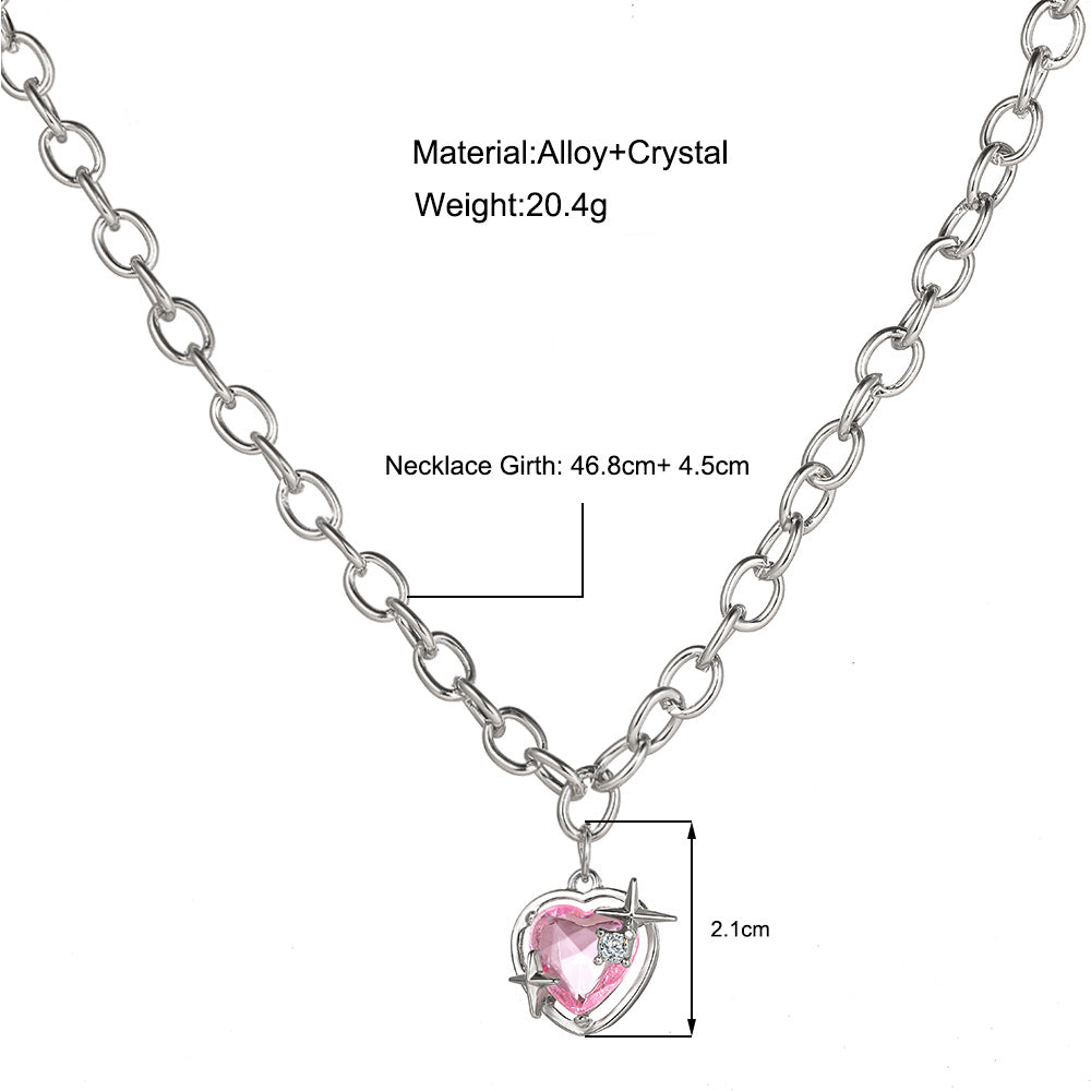 Pink Diamond Love Heart Necklace