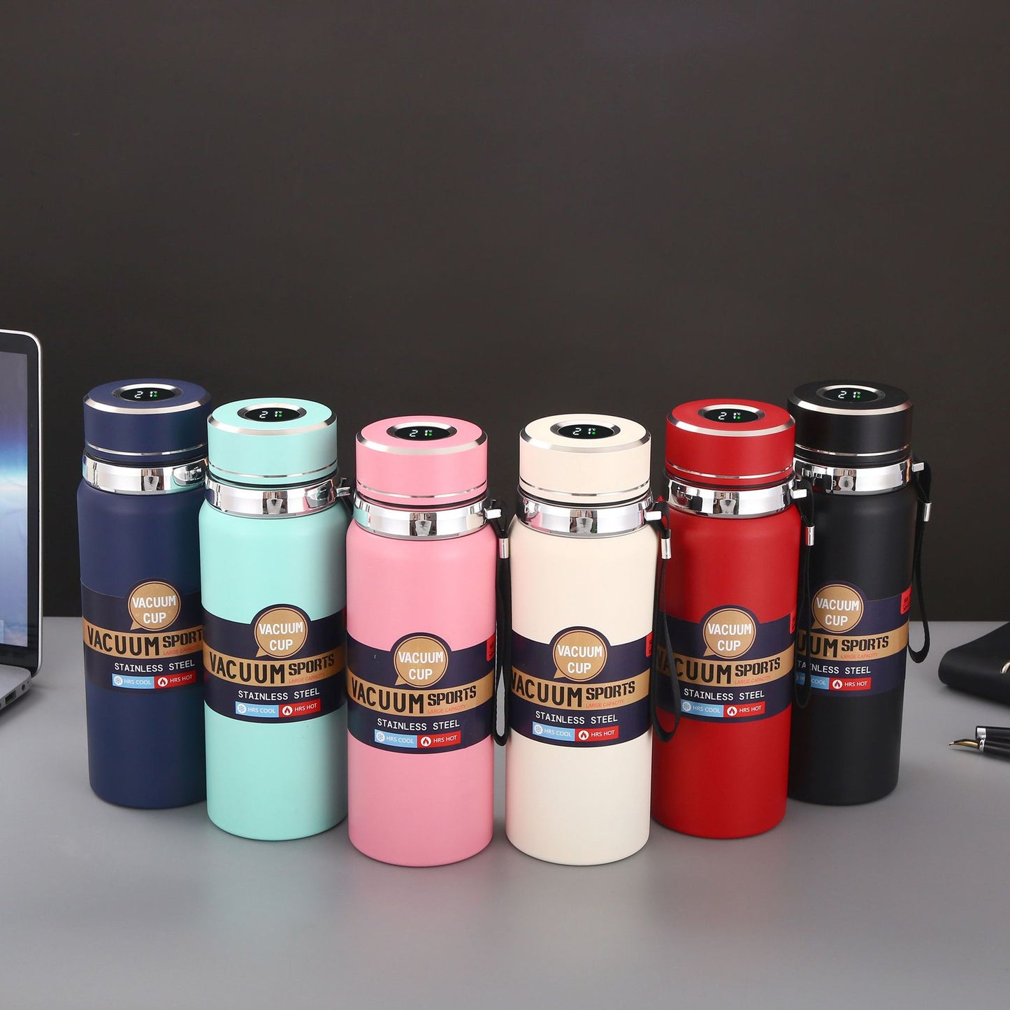 Taza aislada inteligente con pantalla de temperatura, acero inoxidable 304 