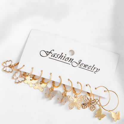 Colorful butterfly earrings set 5 pieces