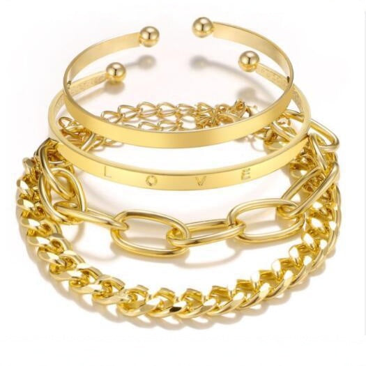 Bohemian Geometric Chain Bracelet Set