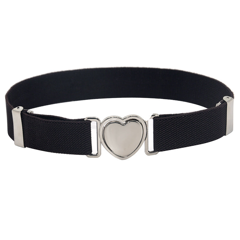 Silver Heart Buckle Adjustable Kids Belt