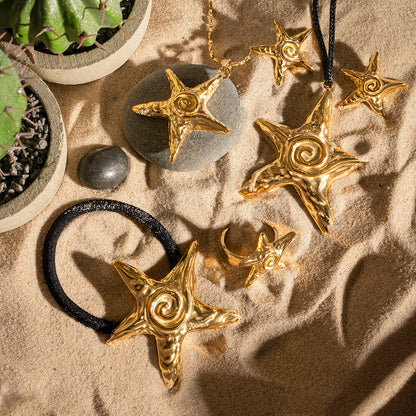 Conjunto de diadema de estrella de mar de acero inoxidable 