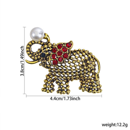 Enamel Oil Drop Diamond Elephant Brooch