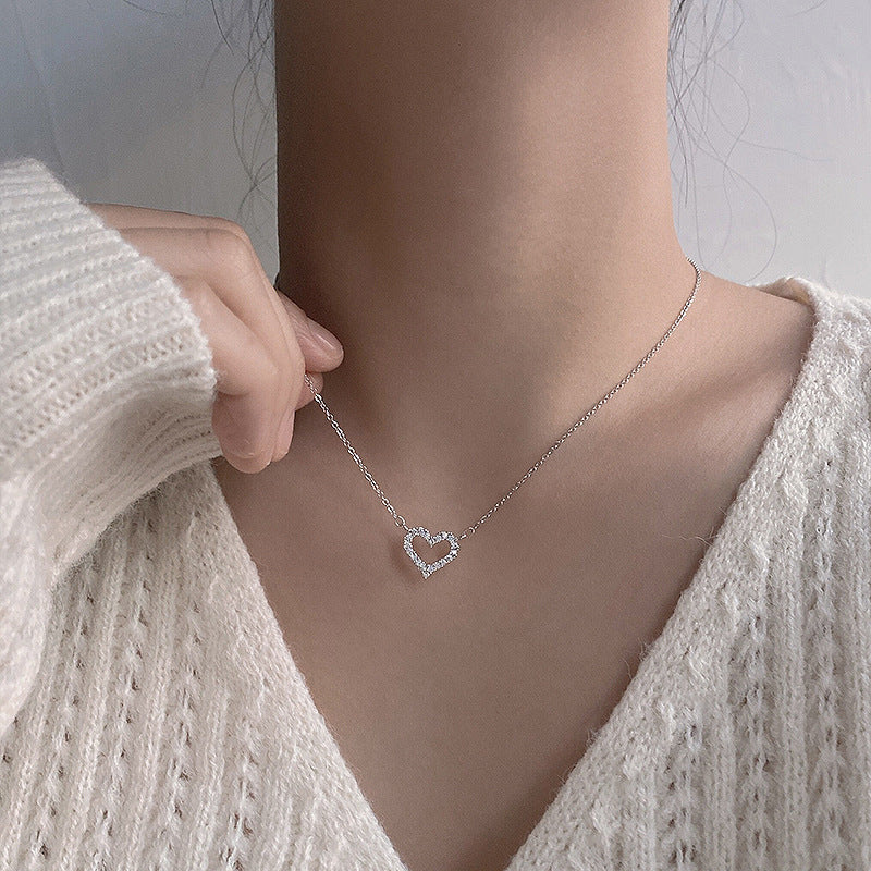 Women's Titanium Steel Micro-Zircon Love Clavicle Necklace