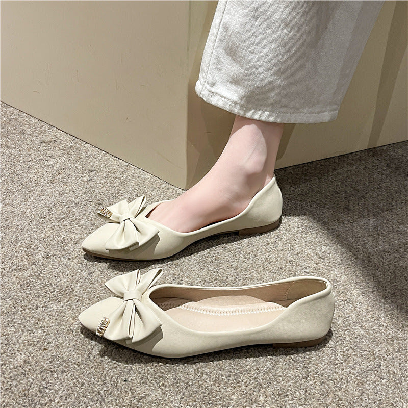Bow pointed women's flats