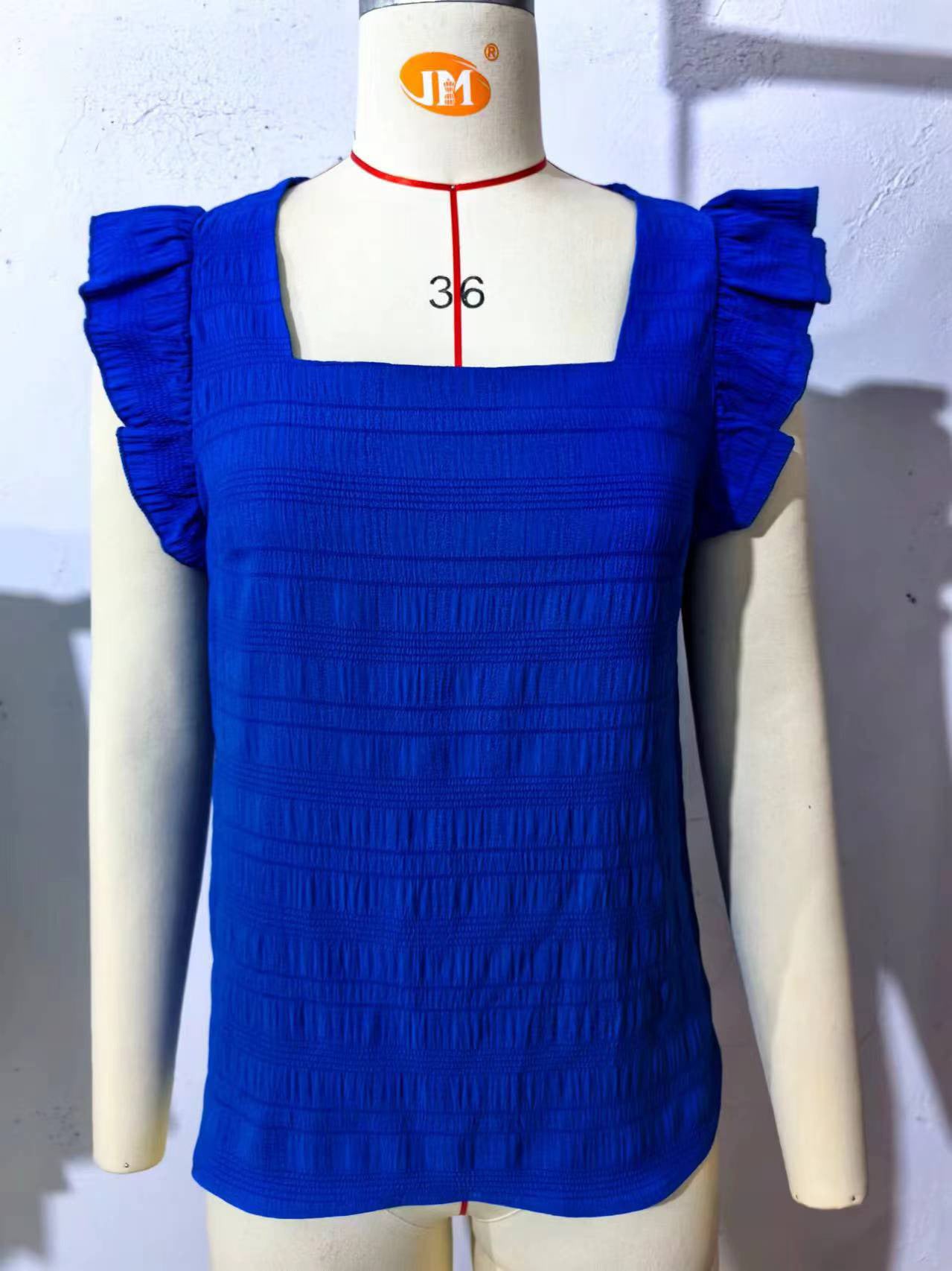 Square neck ruffle shirt top