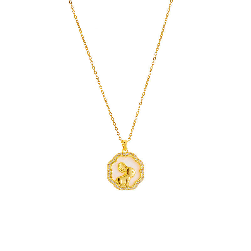White Fritillary Moon Rabbit Necklace