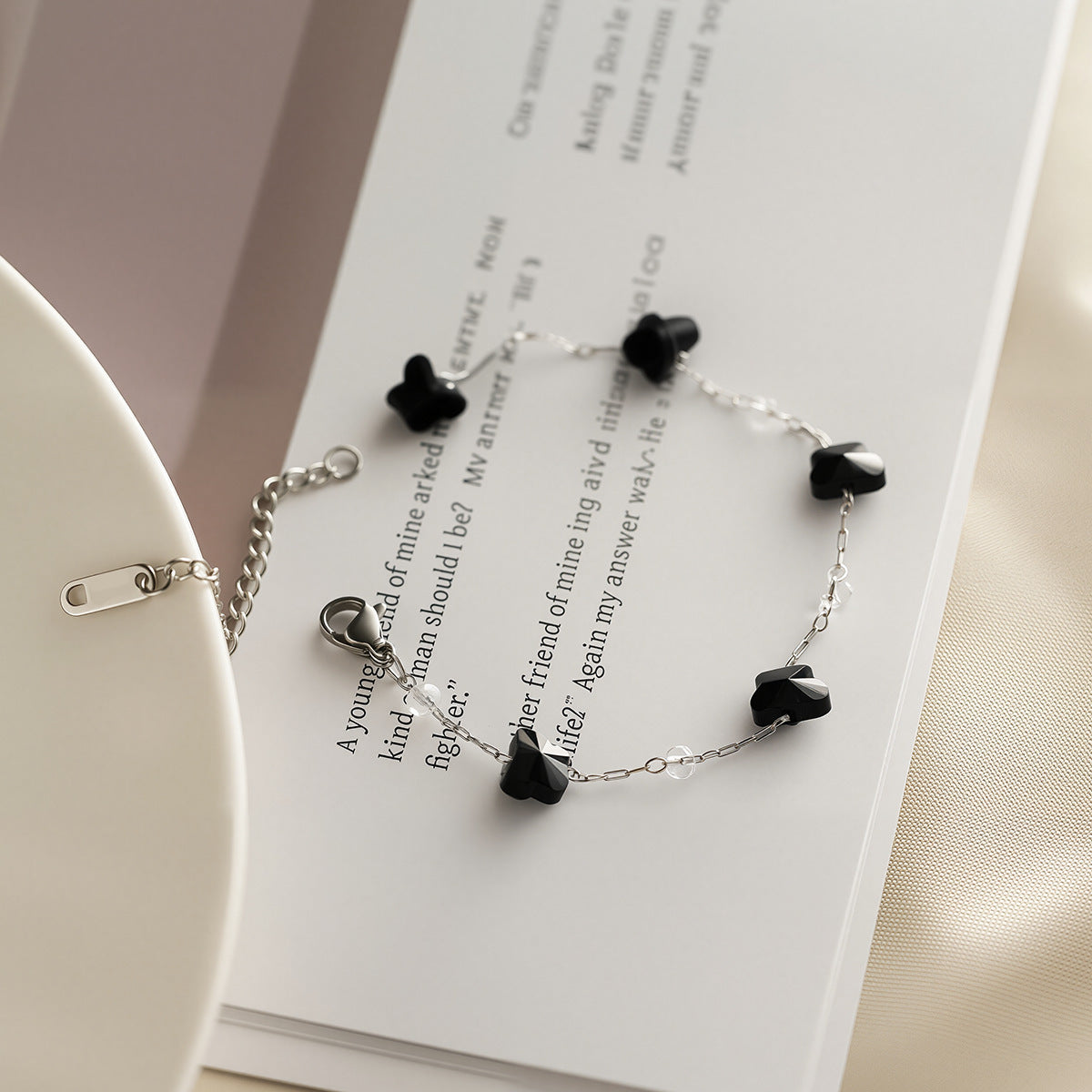 Women's Obsidian Butterfly Titanium Steel Bracelet — Non-Fading