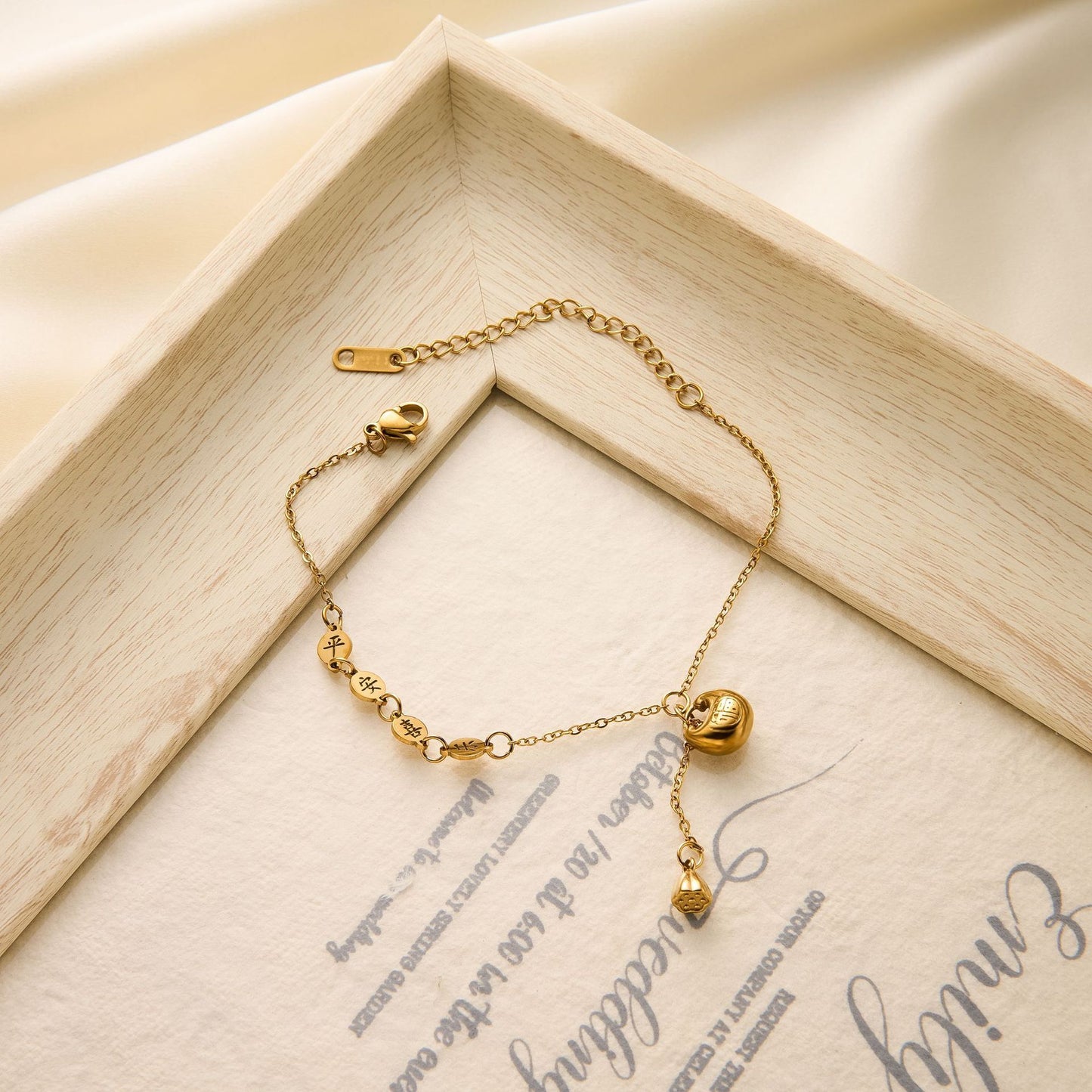 Titanium Steel Peace & Joy Charm Bracelet