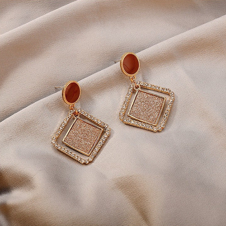 Pendientes de rombo doble hueco para mujer 