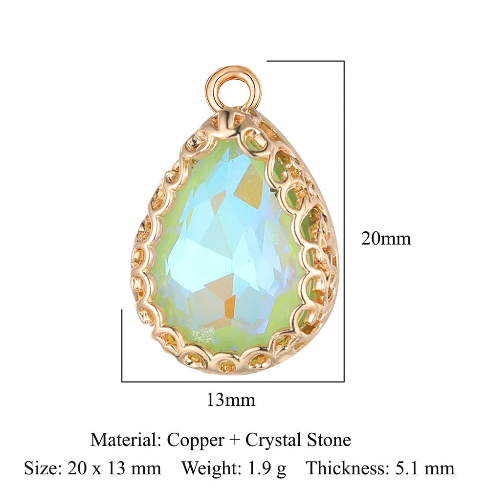 Colgante de cristal de cobre con forma de mariposa y gota de agua 