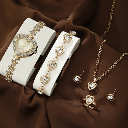 Bracelet Watch Necklace Earrings Ring Set
