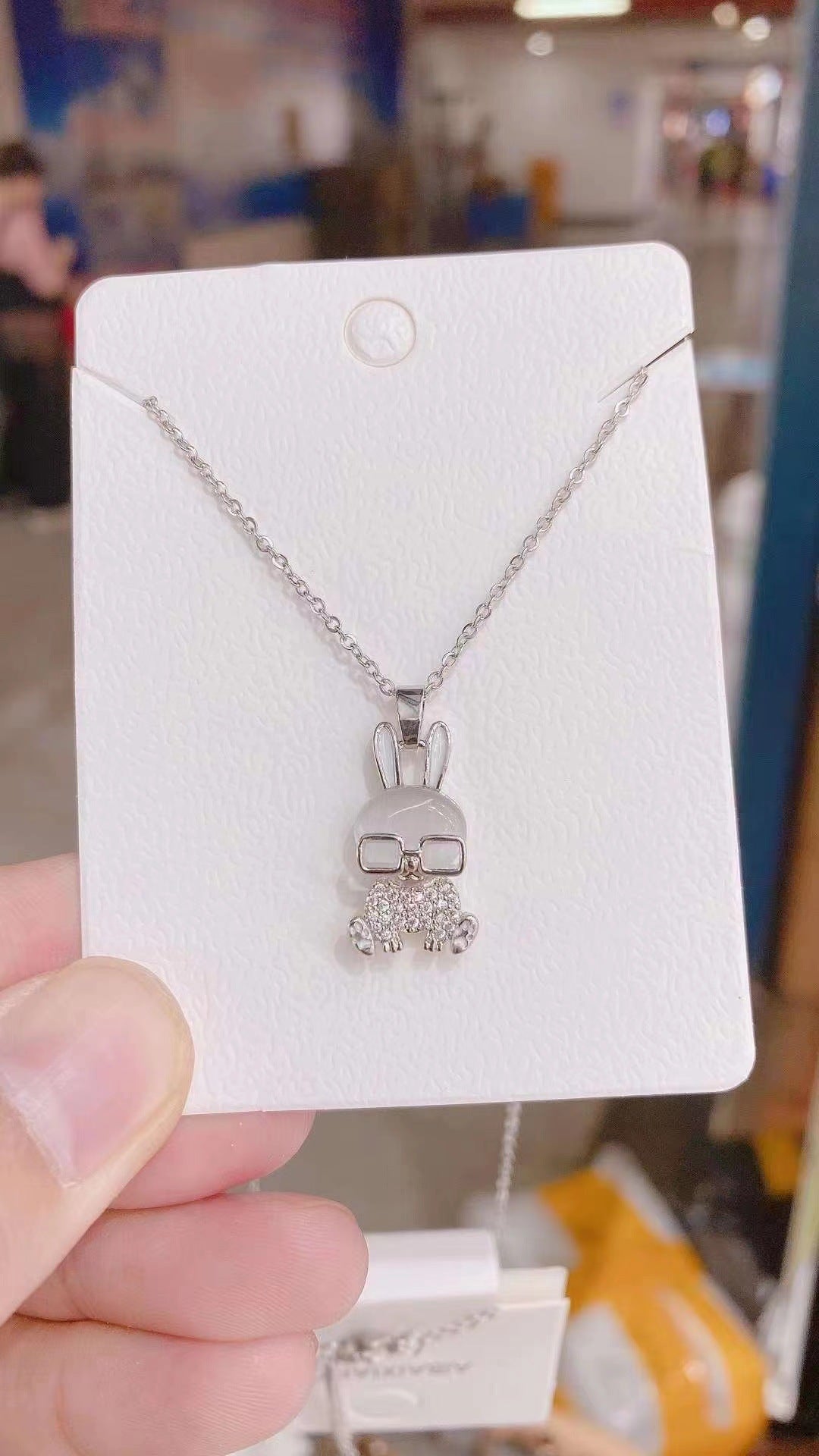 Opal eye rabbit necklace