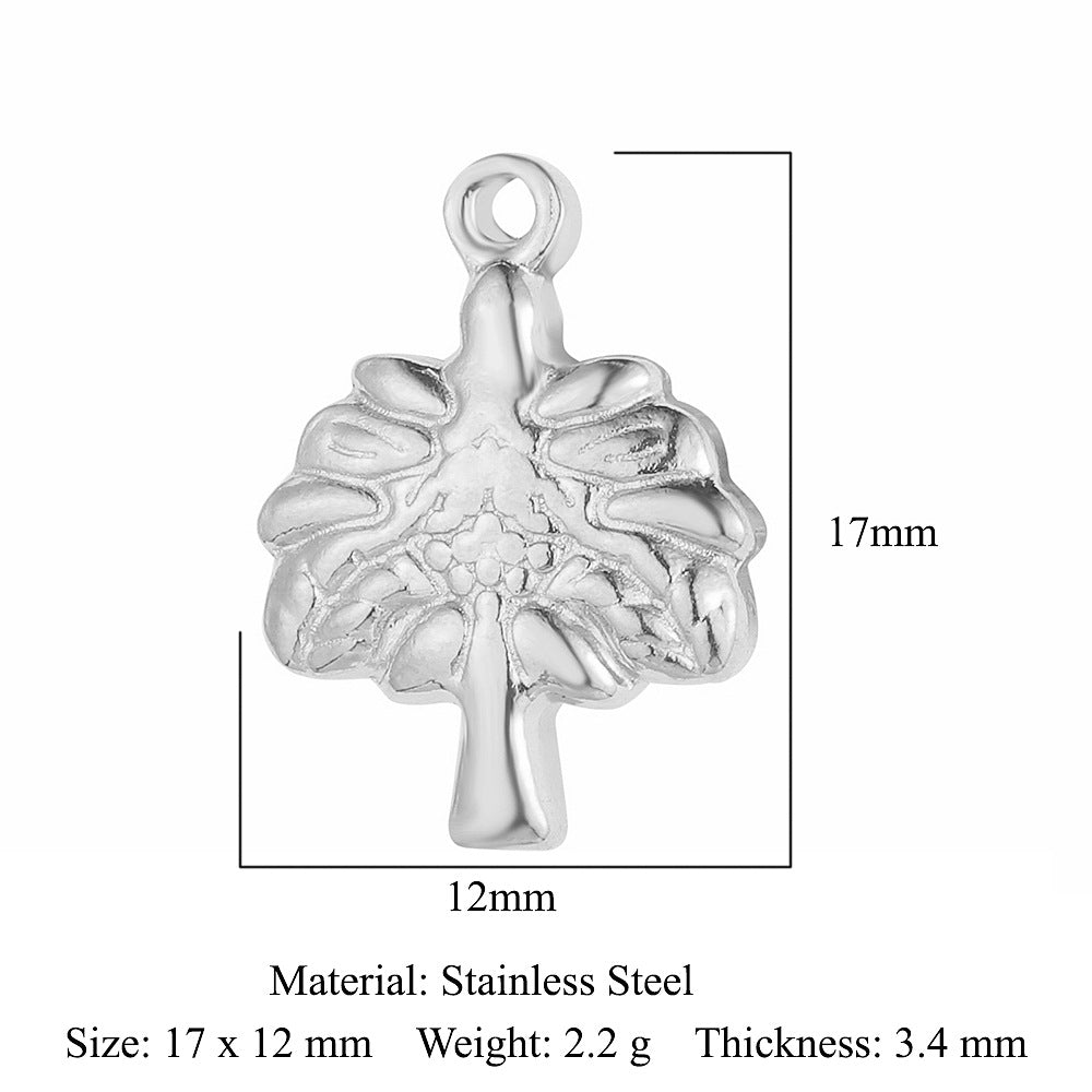 5 pcs/pack leaf wing bow stainless steel pendant