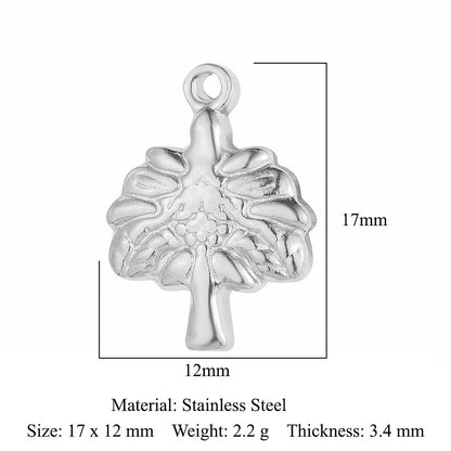 5 pcs/pack leaf wing bow stainless steel pendant